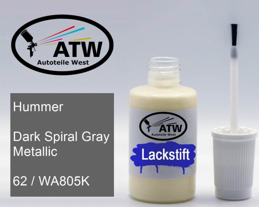 Hummer, Dark Spiral Gray Metallic, 62 / WA805K: 20ml Lackstift, von ATW Autoteile West.